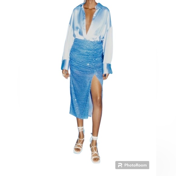 Zara Blue mermaid sequin skirt - Picture 2 of 6